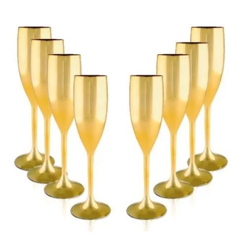 Kit c/10 Taças de Champagne - Dourada