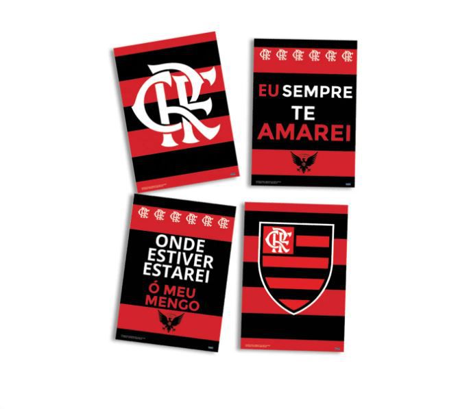 Quadros Decorativos Flamengo em Papel Cartão 21cmx31cm- Festcolor- Clube das Festas