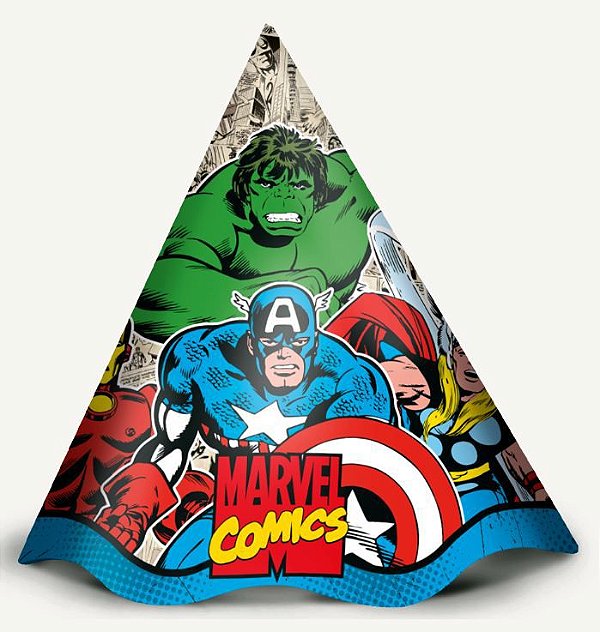 Chapéu de Aniversário Vingadores Marvel - 12 unidades - Regina - Clube das Festas