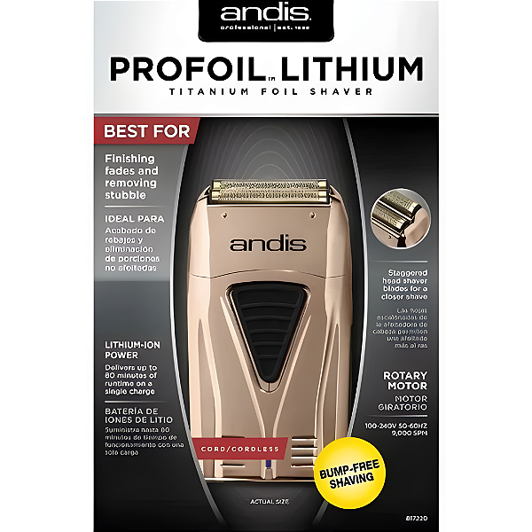 Barbeador Andis Profoil Lithium Titanium Foil Shaver - Gold Rose - Bivolt