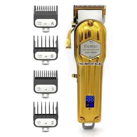 Máquina de Cortar Cabelo Profissional KM 1984 - Display Digital - Sem Fio - Kemei