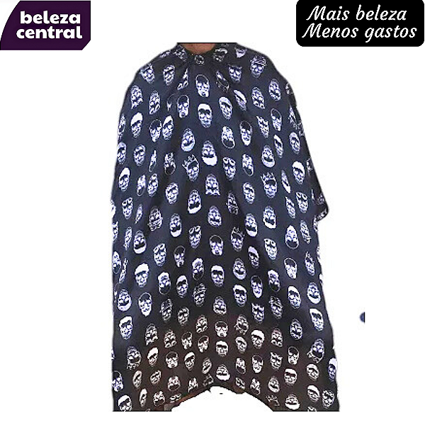 Capa de Cabeleireiro Cetim Estampado S/ Manga - Com botões - Bela Lua