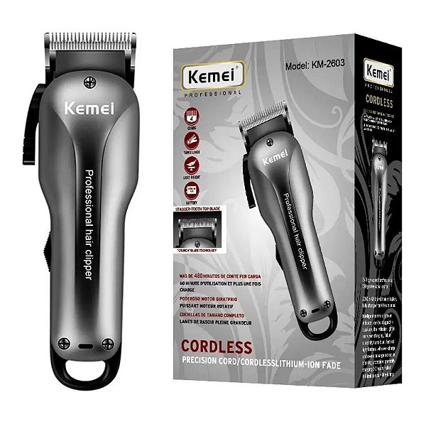 Máquina De Cortar Cabelo Kemei - Recarregável - Sem Fio - Km 2603 - Bivolt