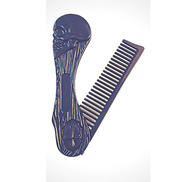 Pente para Barba Metálico Dobrável Importado - Preto