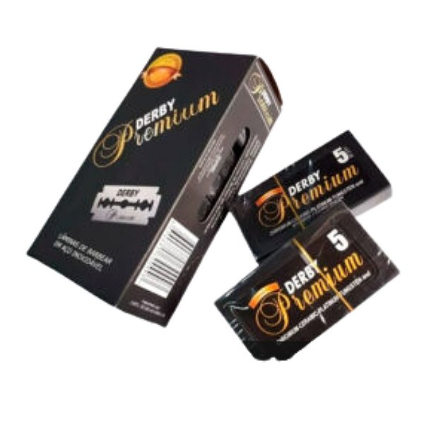 Dez Caixinhas de Derby Black Premium - Total de 500 Lâminas Inteiras