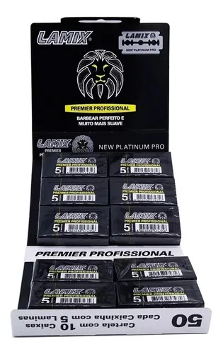 Duas Cartelas Lâmina Barbear Lamix Premier - Cada: 50 Lâminas - Total: 100 Lâminas