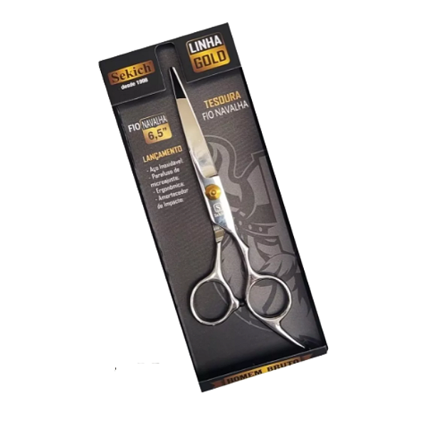 Tesoura Barbeiro Profissional Fio Navalha 6.5" -  Inox - Sekich