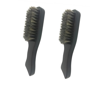 Kit 2 Escovas Escovinhas de Disfarce Degradê Madeira Preta Cerdas Naturais para Barbeiro