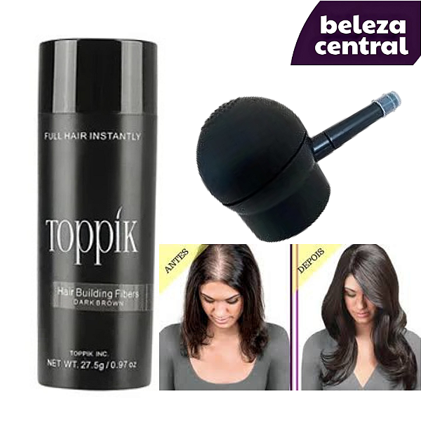 TOPPIK HAIR MAQUIAGEM DO CABELO - COBRE FALHAS E CLAREIRAS - INSTANTÂNEO - IMPERCEPTÍVEL - FIBRA + APLICADOR - 27,5 g