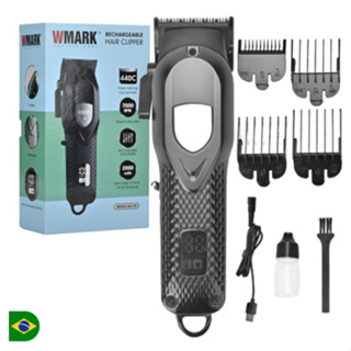 Máquina de Cortar Cabelo Wmark Preta Premium Profissional NG 119 Bivolt - 4 Pentes