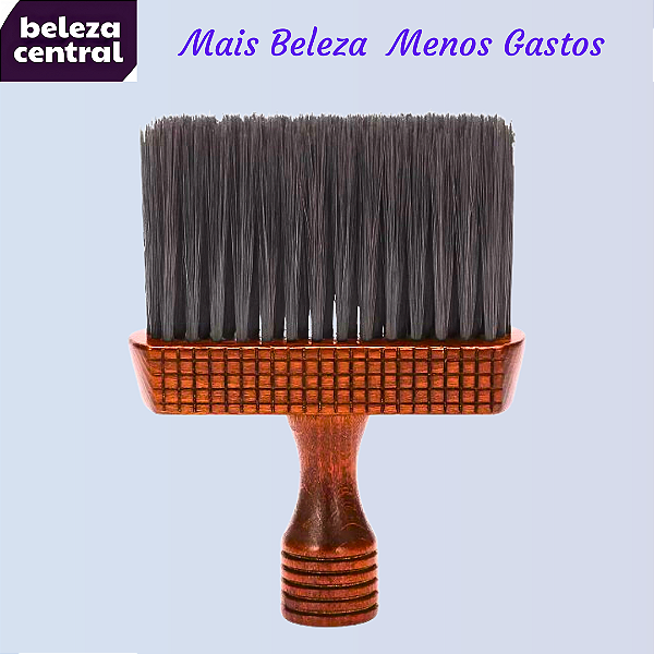 Espanador Profissional Madeira Trabalhada Barbeiros e Cabeleireiros Cerdas Sintéticas