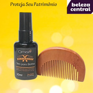 Pente Anti Estático de Madeira e Óleo para Barba Carmesim - 30 ml