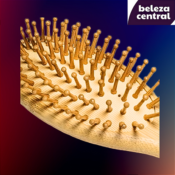 Escova de Cabelo Cerdas de Bambu Natural - Pontas Arredondadas - Anti Estática - Promove a Sedosidade - Tamanho Médio