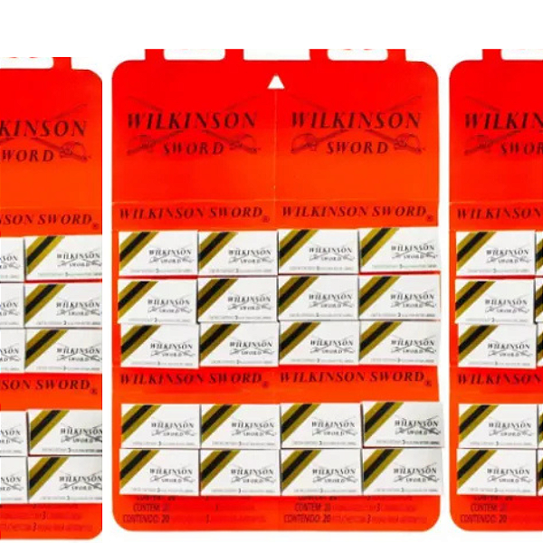 3 Cartelas Wilkinson Lâmina de Barbear c/ 60 Unidades - Sem Impressão - Total 180 Lâminas