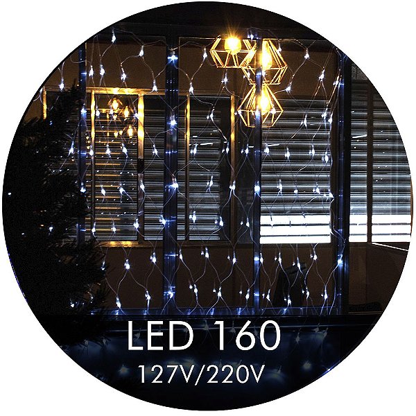 Pisca Pisca Rede Natal 160 LEDs Multi-Função Branco Frio 8 Funções Decoração  Natal 110/220 - Haiz Prime