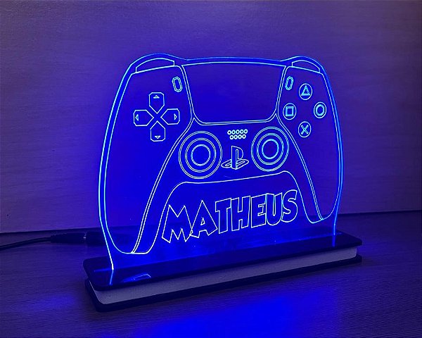 Luminária LED Geek abajur de acrílico Playtation cores personalizadas
