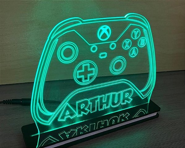 Luminária LED Geek abajur de acrílico XBOX cores personalizadas