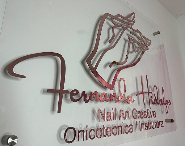 LOGO EM ACRILICO ESPELHADO DOURADO ROSE PRATA 140 x 40