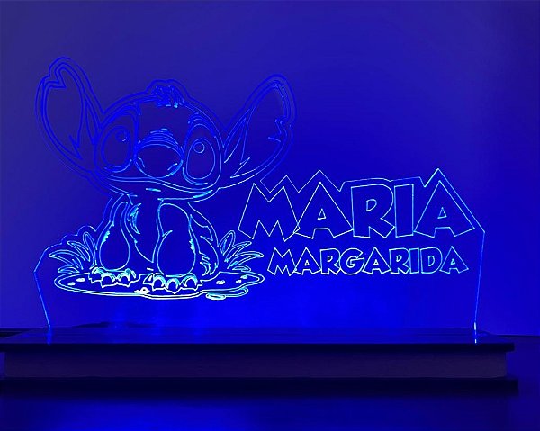 Luminária LED abajur azul Stitch cores personalizadas