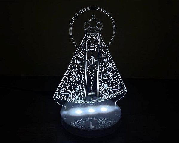 Luminária LED abajur Nossa Senhora Aparecida cores personalizadas