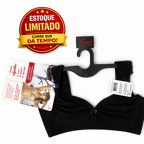 Sutiã Amamentação Moldado em Cotton Langerie Ref: 310383 | Cor: Preto