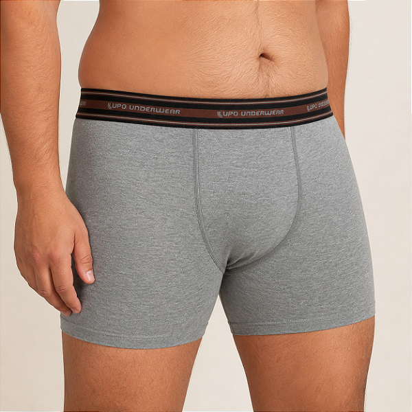 KIT 3 PEÇAS de Cueca Boxer de Algodão com Elastano | Tamanho: Especial | Marca: LUPO Código: 00653 - Cor: Cinza Mescla