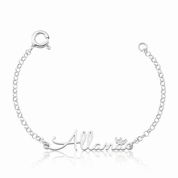 Pulseira Infantil Personalizada Nome com Coroa