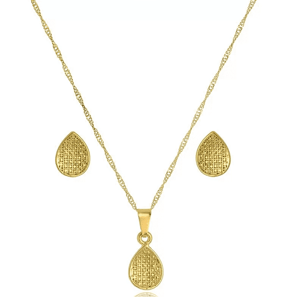 Conjunto de colar e brinco em formato de Gota Ângela