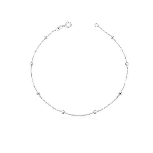 Tornozeleira com Bolinhas em Prata 925