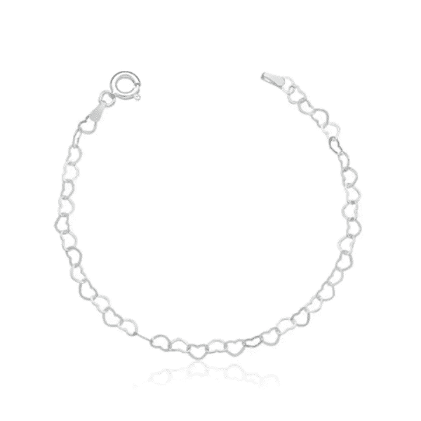 Tornozeleira  de Corações Vazados em Prata 925 Milena