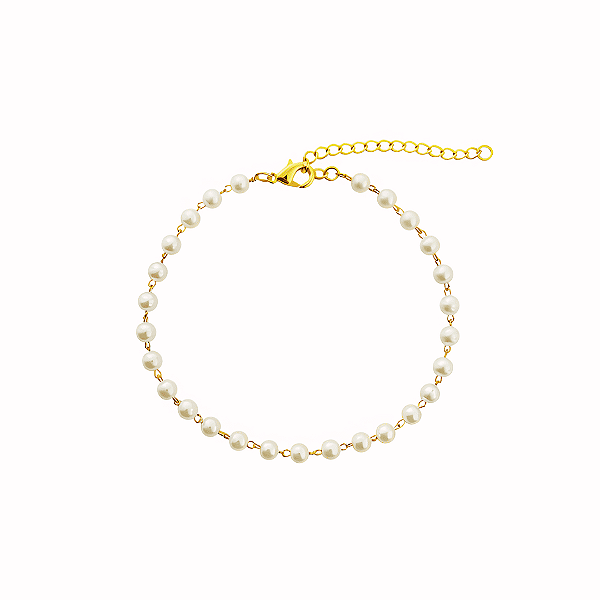 Pulseira de Pérola Banhada a Ouro