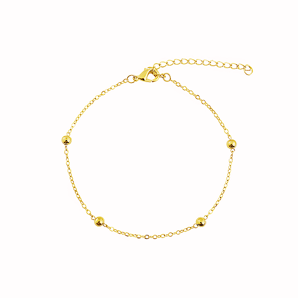 Pulseira de Bolinhas Banhado a Ouro
