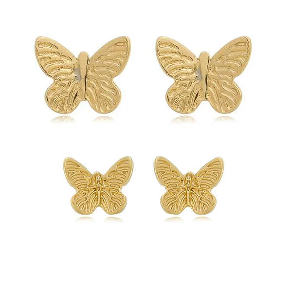 Mix de Brincos Borboleta Aurora - Banhado a Ouro