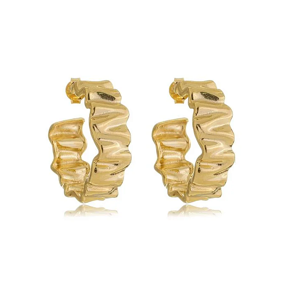 Argola Ondulada Martina - Banhada a Ouro