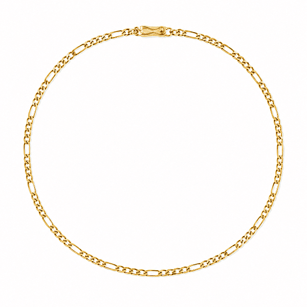 Corrente Fígaro 3x1 Fecho Gaveta - 35 cm - Banhado a Ouro