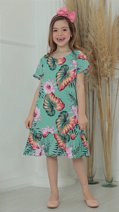 Vestido Infantil Viscolinho Ana Verde