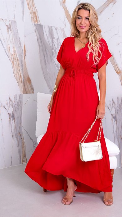 Vestido Elaine Viscolinho Longo