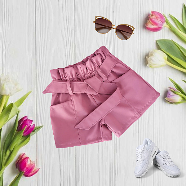 Bermuda Infantil Cirrê Rosa Bebê