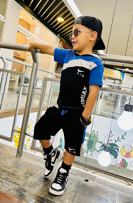 Conjunto Marquinha Infantil Menino Nike Azul e Cinza c/ Capuz