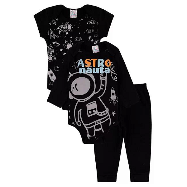 Kit Body 3 peças Bebê Menino Astronauta
