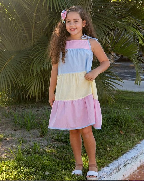 Vestido Princess Arco Íris Candy Juvenil
