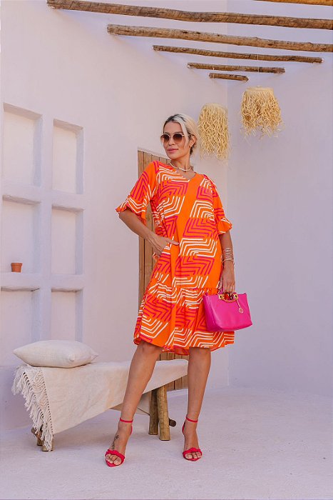 Vestido Adulto Eva Laranja Curto