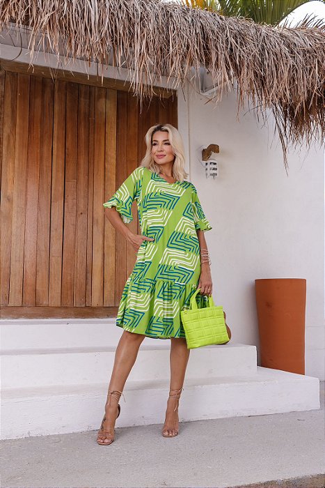 Vestido Adulto Eva Verde Curto