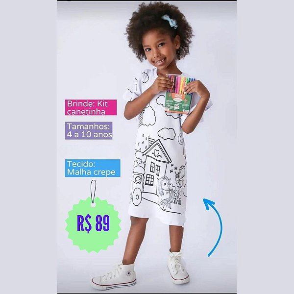 Vestido Infantil Colorir