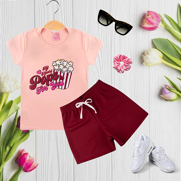 Conjunto Juvenil Verão Pop Corn Rosa