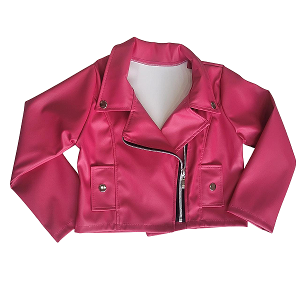Jaqueta Infantil Cirrê Imita Couro Pink