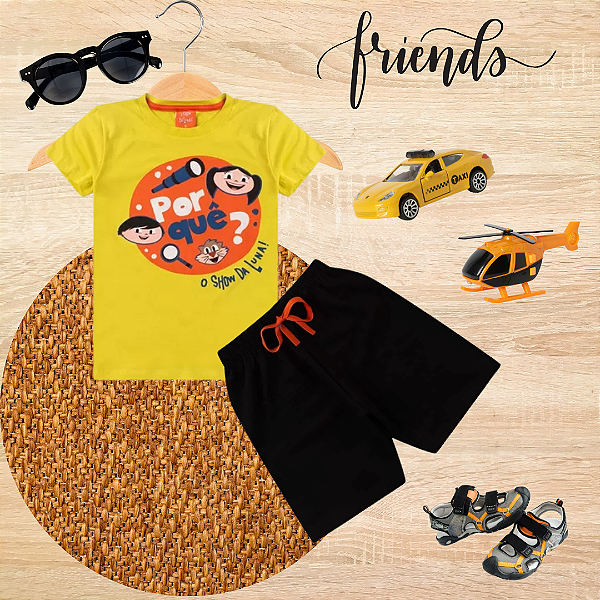 Conjunto Infantil Verão Menino Show da Luna Amarelo