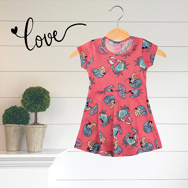 Vestido Infantil Verão Caranguejo