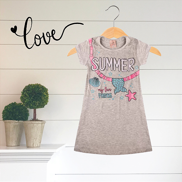 Vestido Infantil Verão Summer Cinza