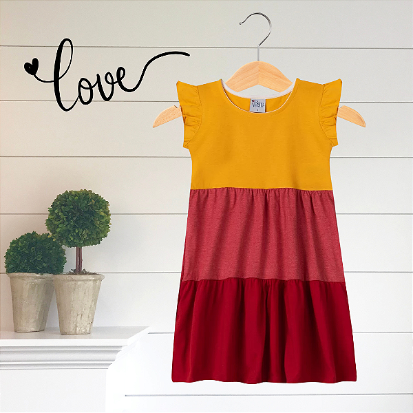 Vestido Infantil Três Marias Mostarda